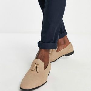 ASOS Design Loafers in Stone Faux Suede